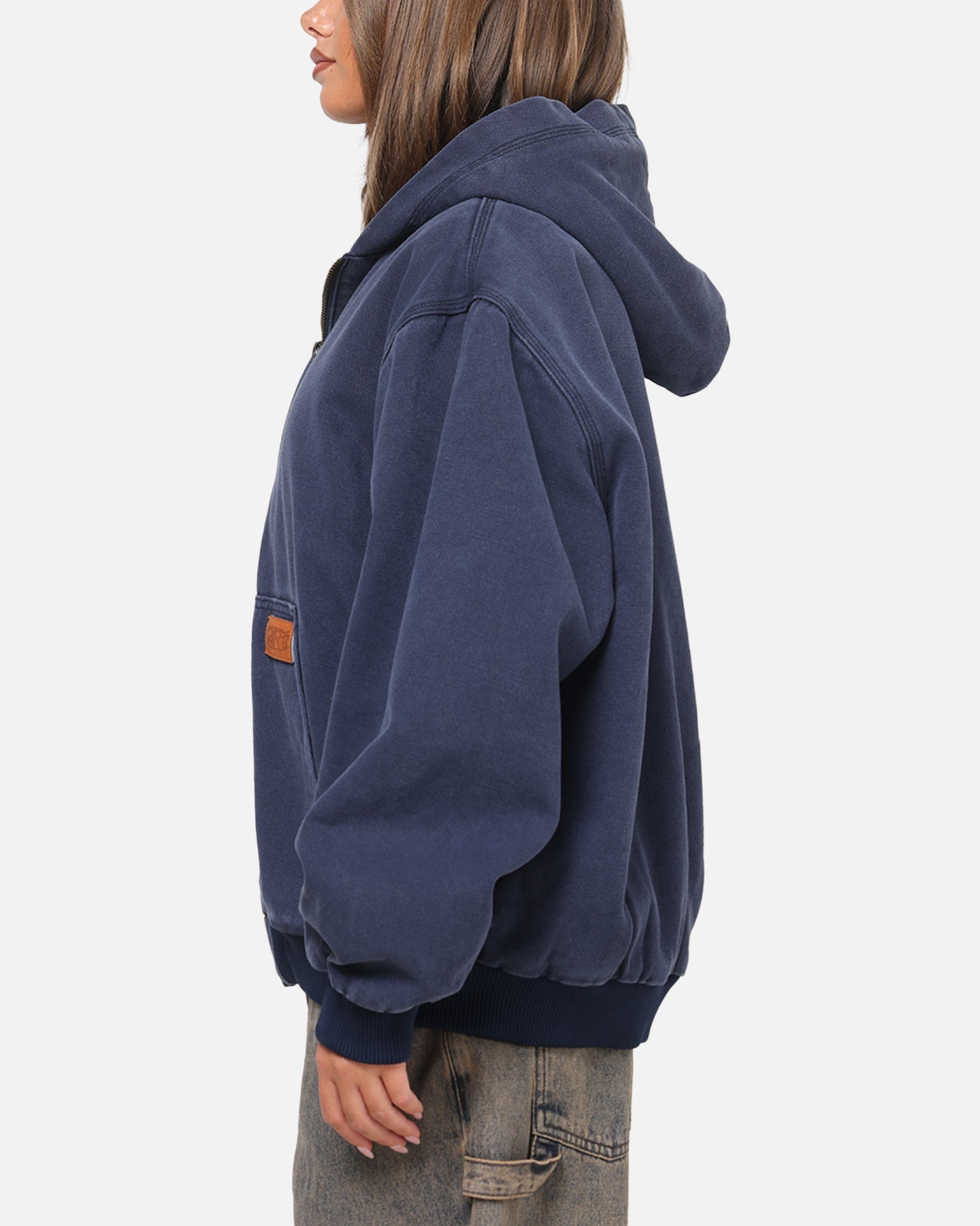 Carre Sherpa Lined Zip Hoodie Navy | Culture Kings US