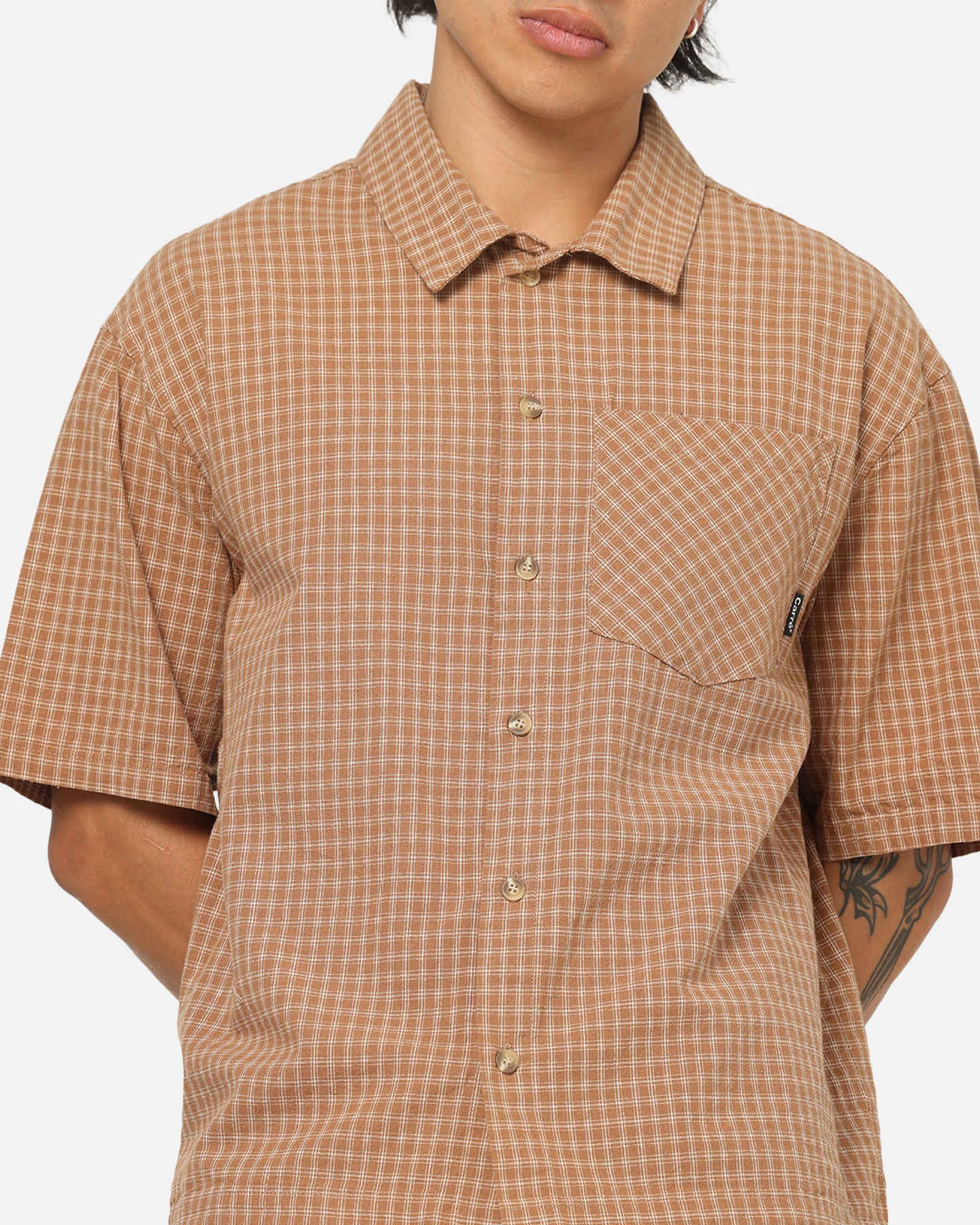 Carre Grid Button Up Shirt Brown-Plaid | Culture Kings US