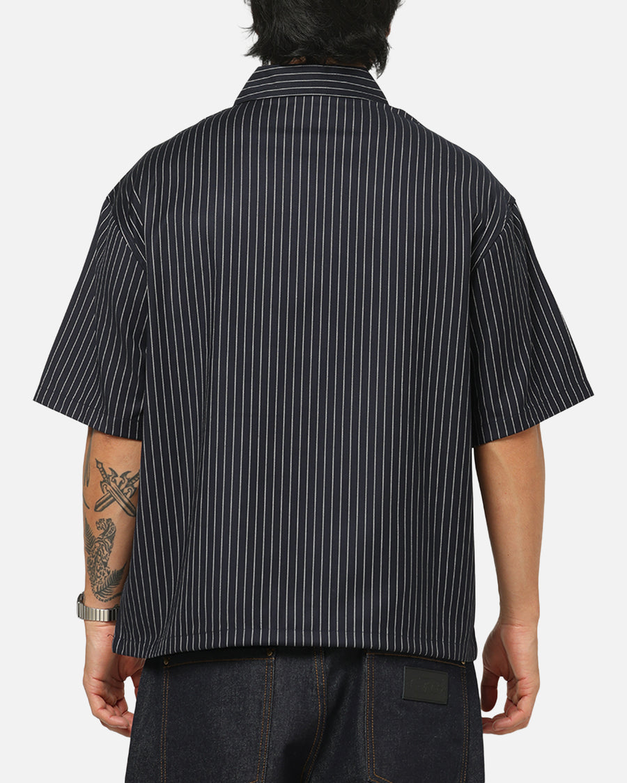mens pinstripe dress shirt Carre Grid Button Up Shirt Navy Pinstripe