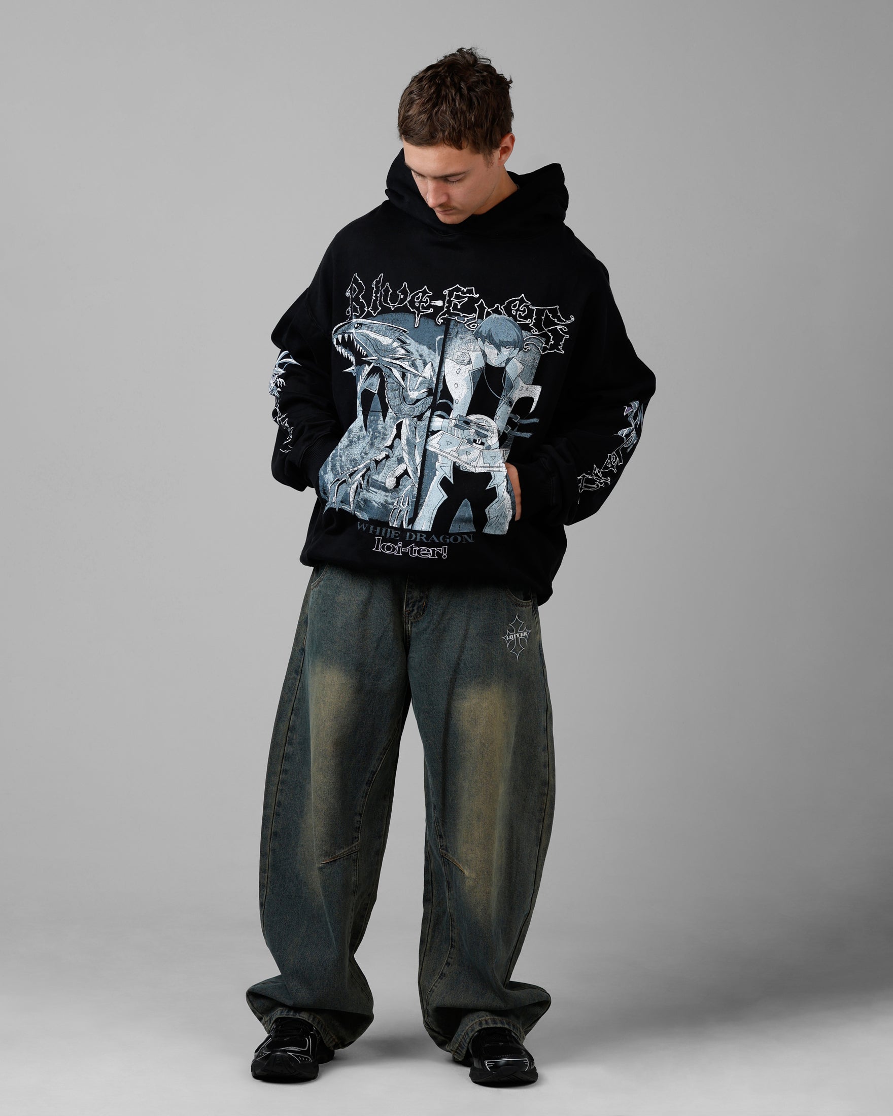 Loiter X Yu-Gi-Oh! Kaiba Blue Eyes Hoodie Black | Culture Kings US