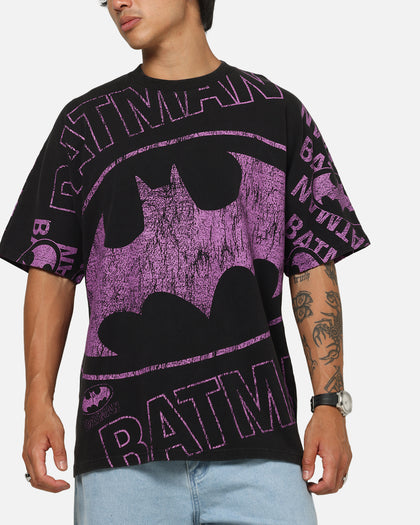 73Studio X DC Batman Logo All Over Print T-Shirt Black Wash