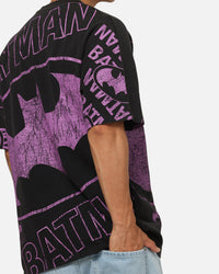 73Studio X DC Batman Logo All Over Print T-Shirt Black Wash