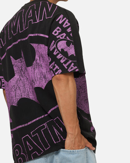 73Studio X DC Batman Logo All Over Print T-Shirt Black Wash