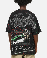 73Studio X WWE 619 All Over Print T-Shirt Black Wash