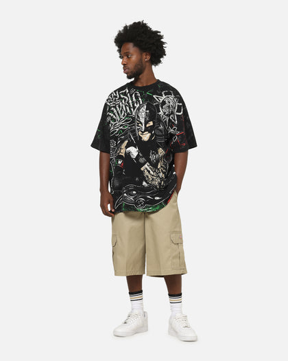 73Studio X WWE 619 All Over Print T-Shirt Black Wash