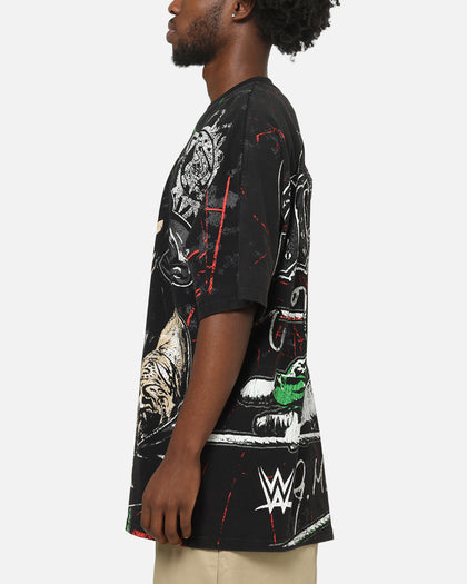 73Studio X WWE 619 All Over Print T-Shirt Black Wash