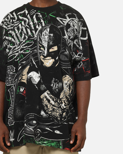 73Studio X WWE 619 All Over Print T-Shirt Black Wash