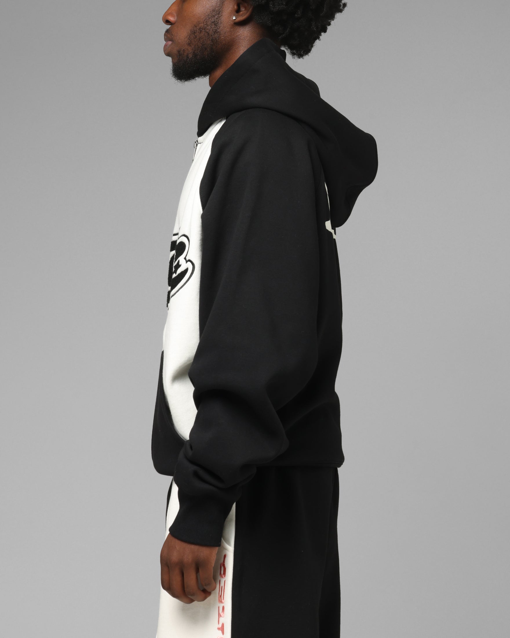Loiter Jet Stream Zip Hoodie Black/White | Culture Kings US