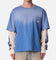 MNML Layered Flame Pocket Long Sleeve T-Shirt Washed Blue