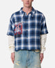 MNML Layered Thermal Button Up Long Sleeve Shirt Blue