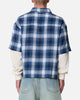 MNML Layered Thermal Button Up Long Sleeve Shirt Blue