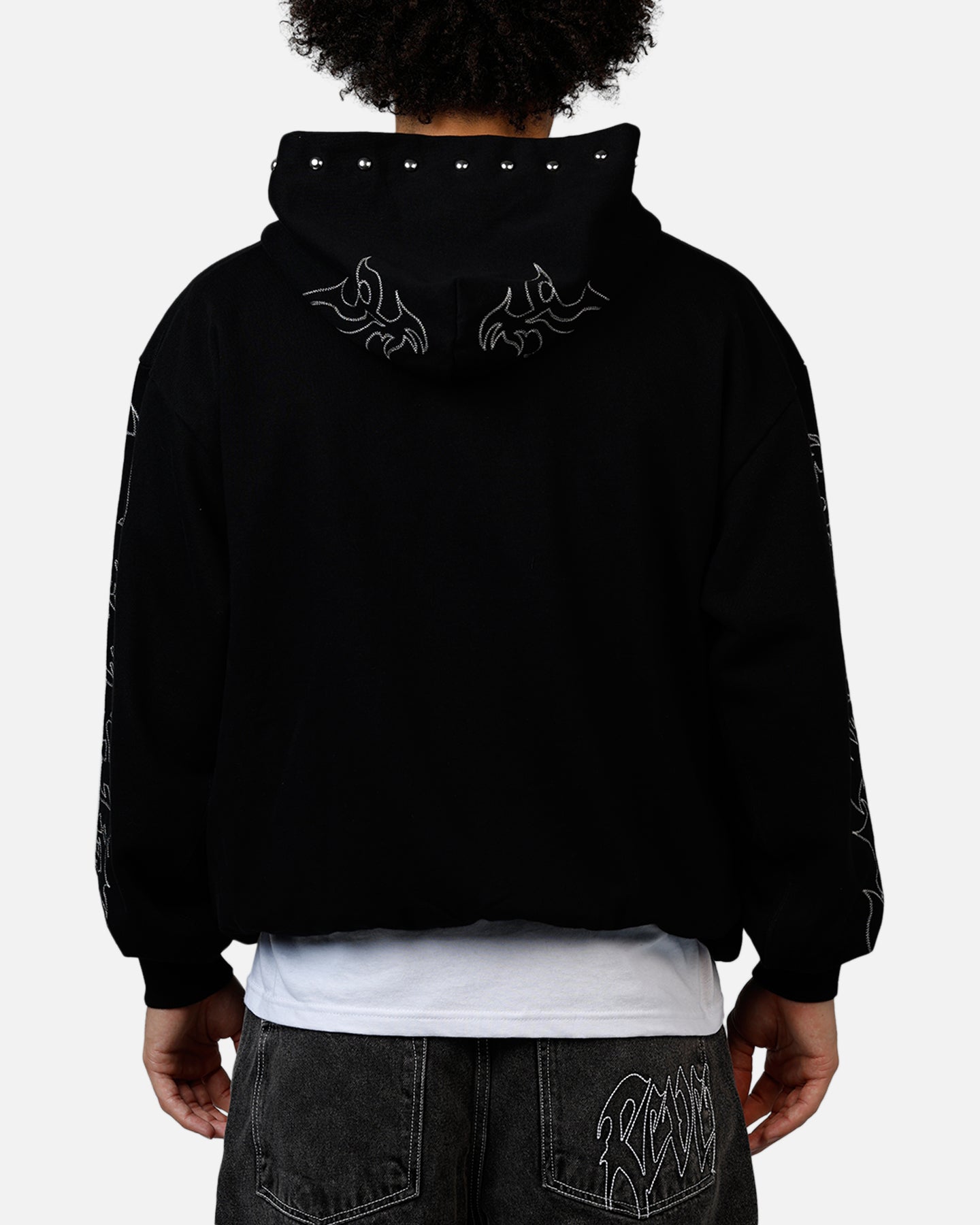 Revenge Tribal Skull Studded Zip Hoodie Black | Culture Kings US