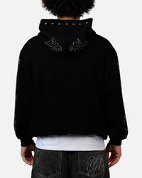 Revenge Tribal Skull Studded Zip Hoodie Black