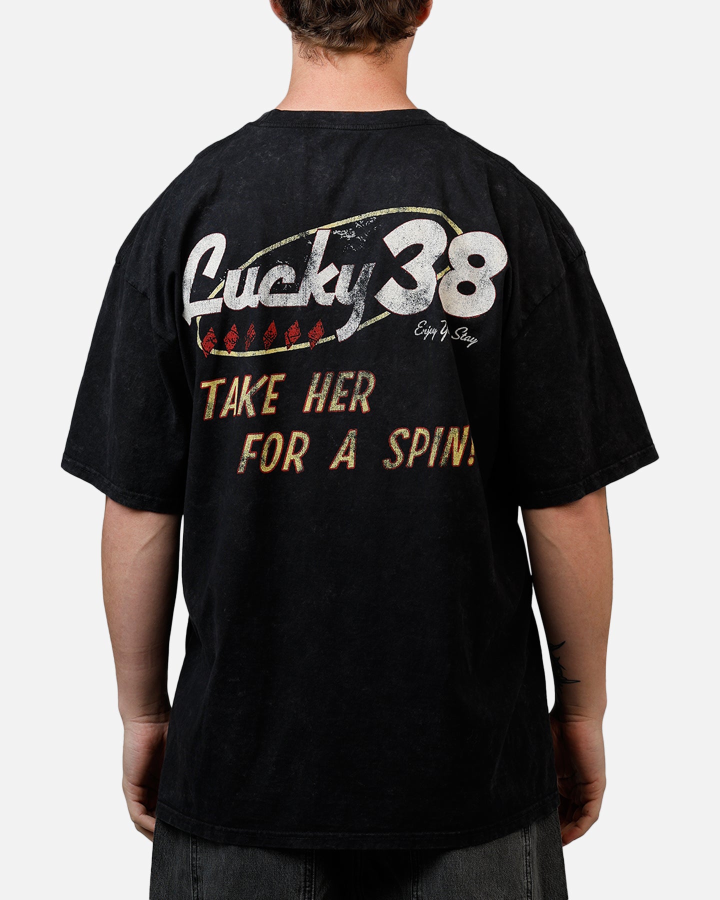 73Studio X Fallout: New Vegas Lucky 38 T-Shirt Black Acidwash