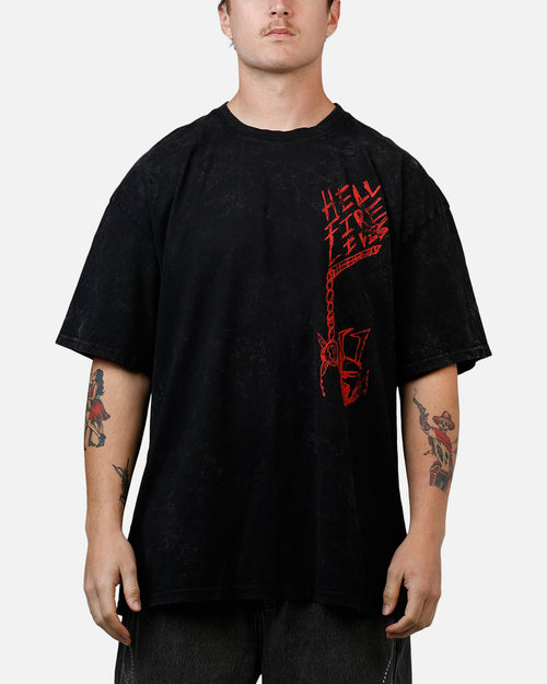 73Studio X Stranger Things Hellfire Lives T-Shirt Black Acidwash