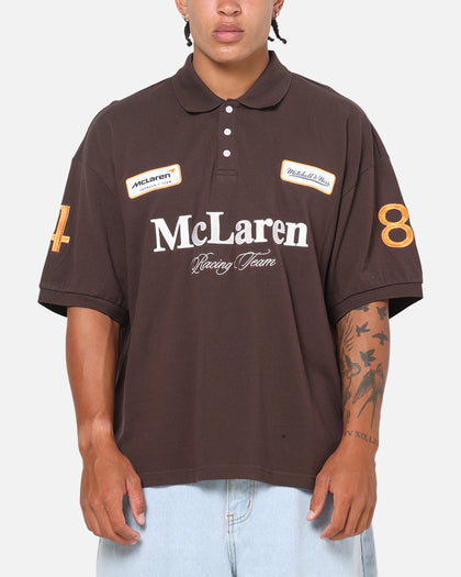 Mitchell & Ness X Mclaren Heritage Boxy Polo Shirt Chocolate