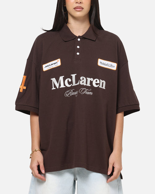 Mitchell & Ness X Mclaren Heritage Boxy Polo Shirt Chocolate
