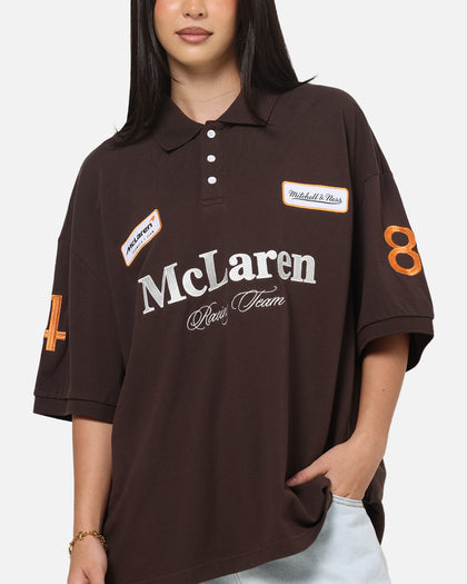 Mitchell & Ness X Mclaren Heritage Boxy Polo Shirt Chocolate
