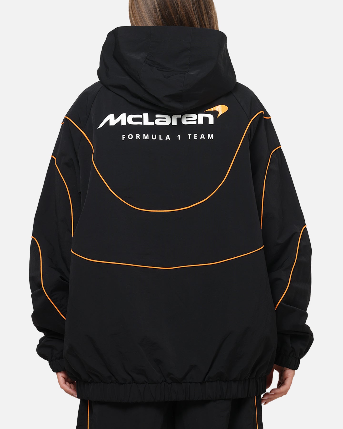 Mitchell & Ness X Mclaren Nylon Tracksuit Zip Hoodie Black/Papaya