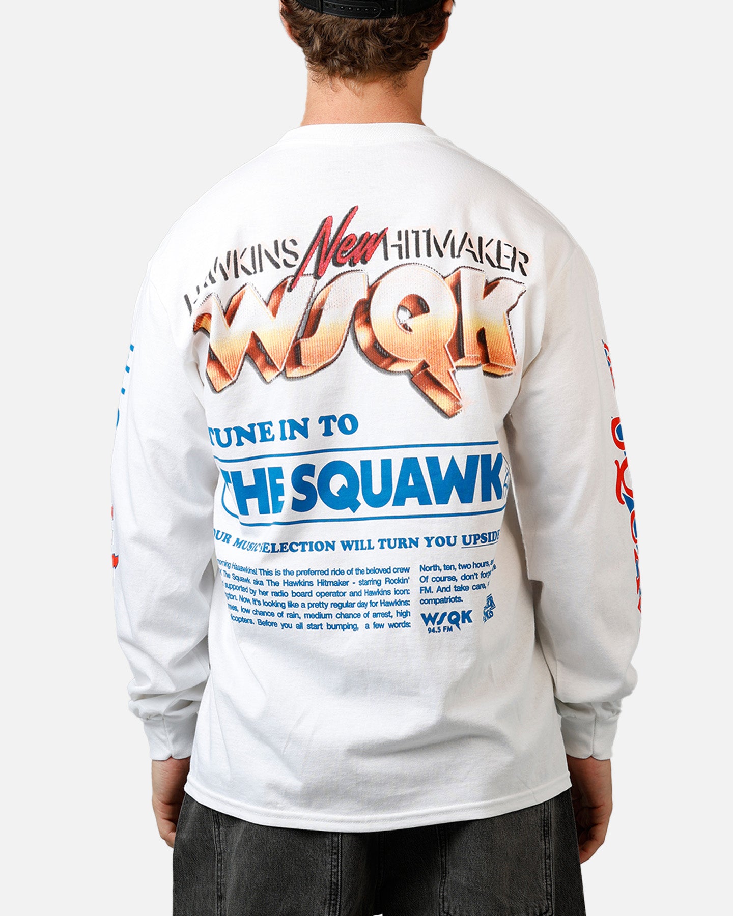 73Studio X Stranger Things The Squawk Long Sleeve T-Shirt White