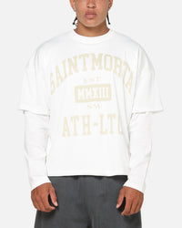 Saint Morta Athltc College Layered Long Sleeve T-Shirt Off White