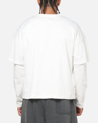 Saint Morta Athltc College Layered Long Sleeve T-Shirt Off White