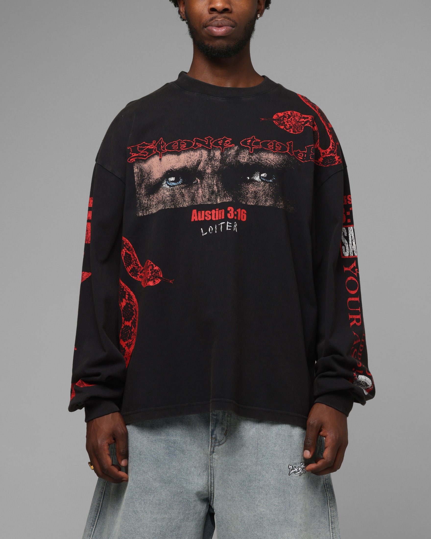 STONE COLD ストーンコールド 00s WWE ロンT 長袖 Loiter X WWE Stone Cold Long Sleeve T-Shirt Black | Culture Kings US