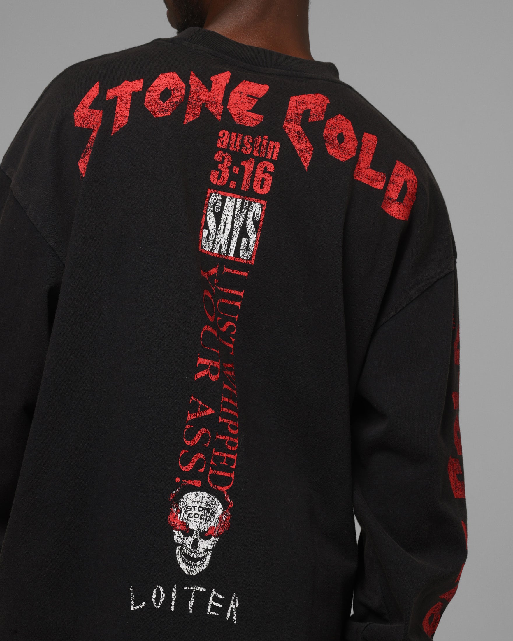 トップス stone  long t-shirt Loiter X WWE Stone Cold Long Sleeve T-Shirt Black | Culture Kings US