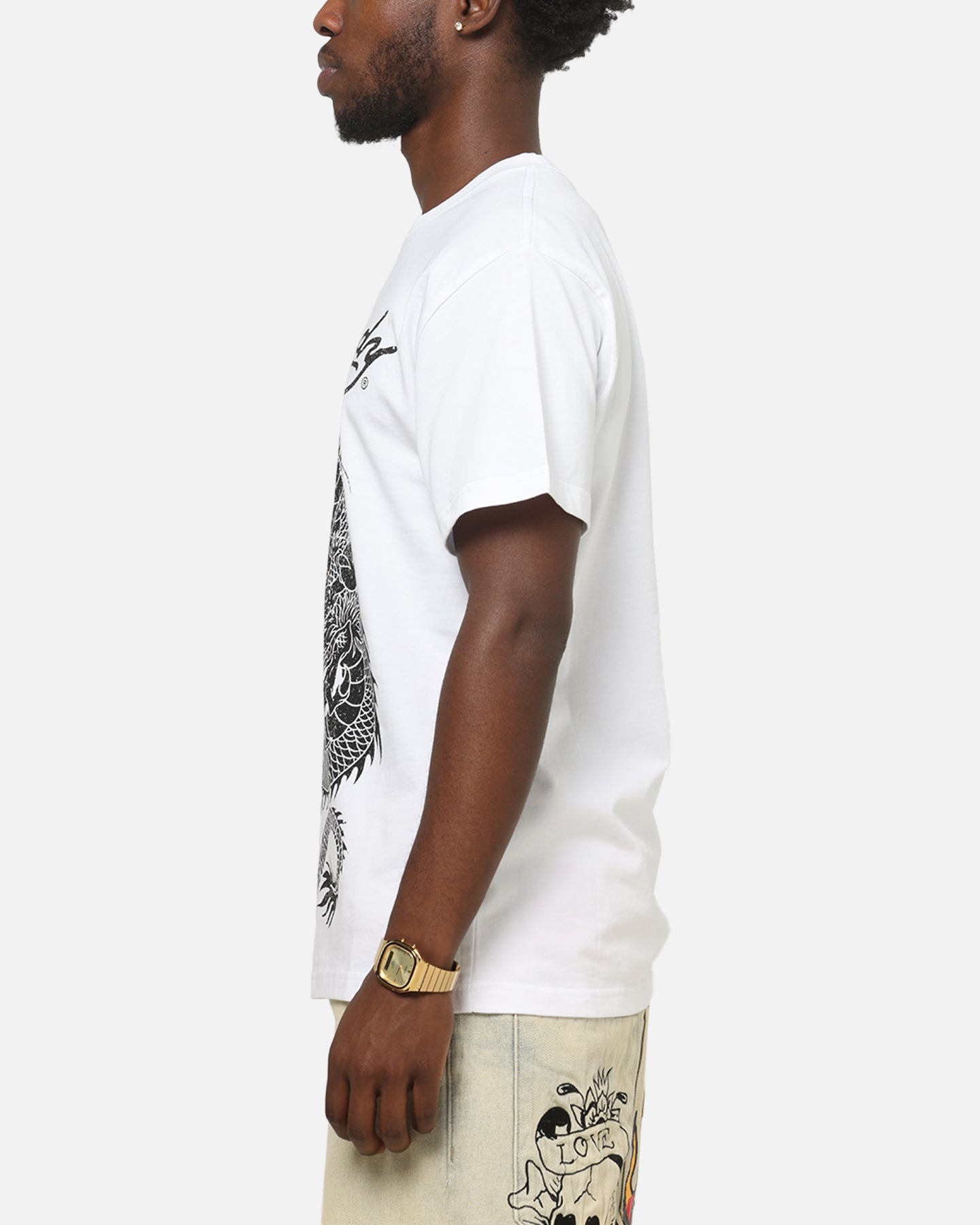 [Sculptor x Ed Hardy] Brush Tee White 半袖 Ed Hardy Cross Heart Ivory T-Shirt | Zumiez