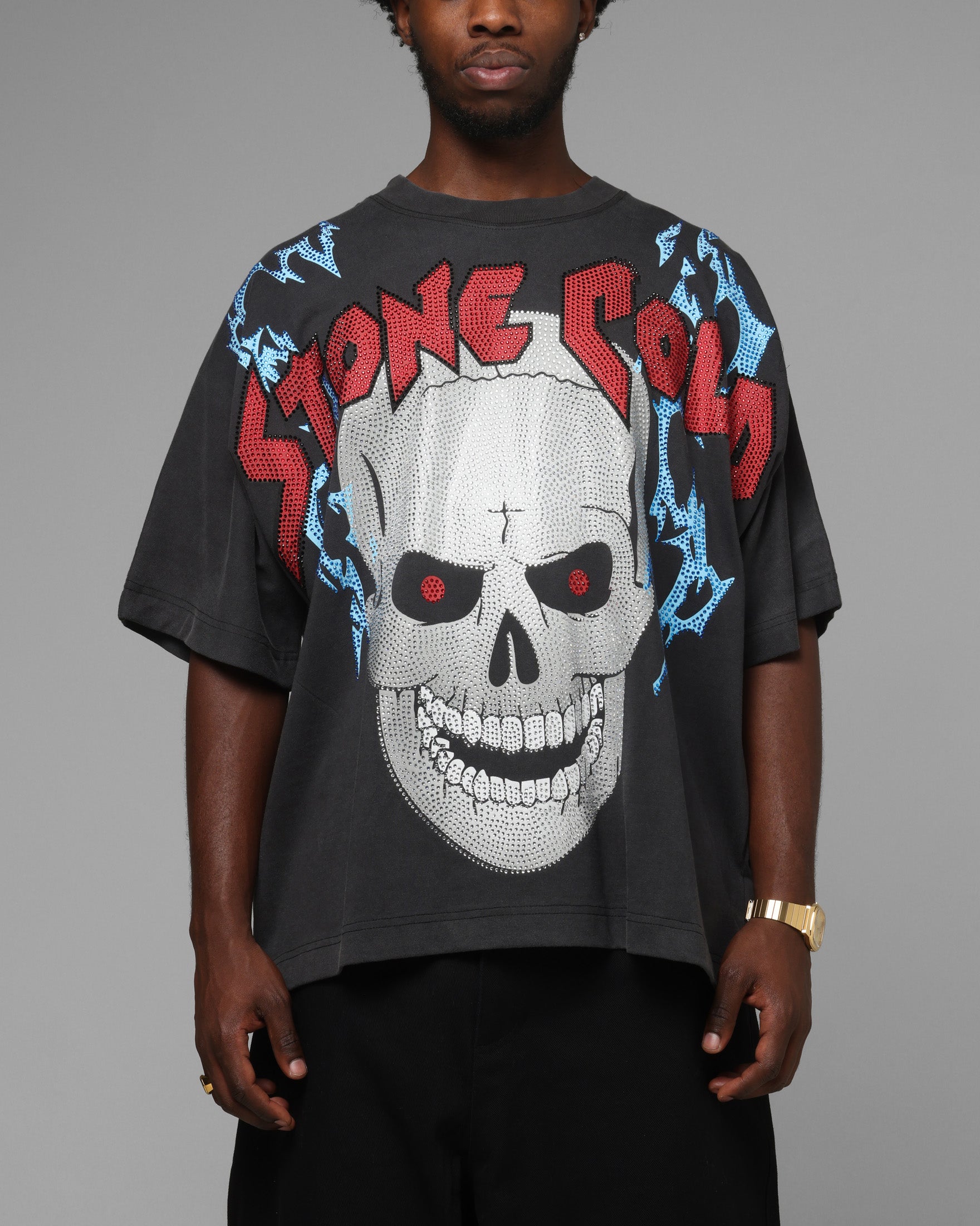 Loiter X WWE Stone Cold Rhinestone T-Shirt Black | Culture Kings US