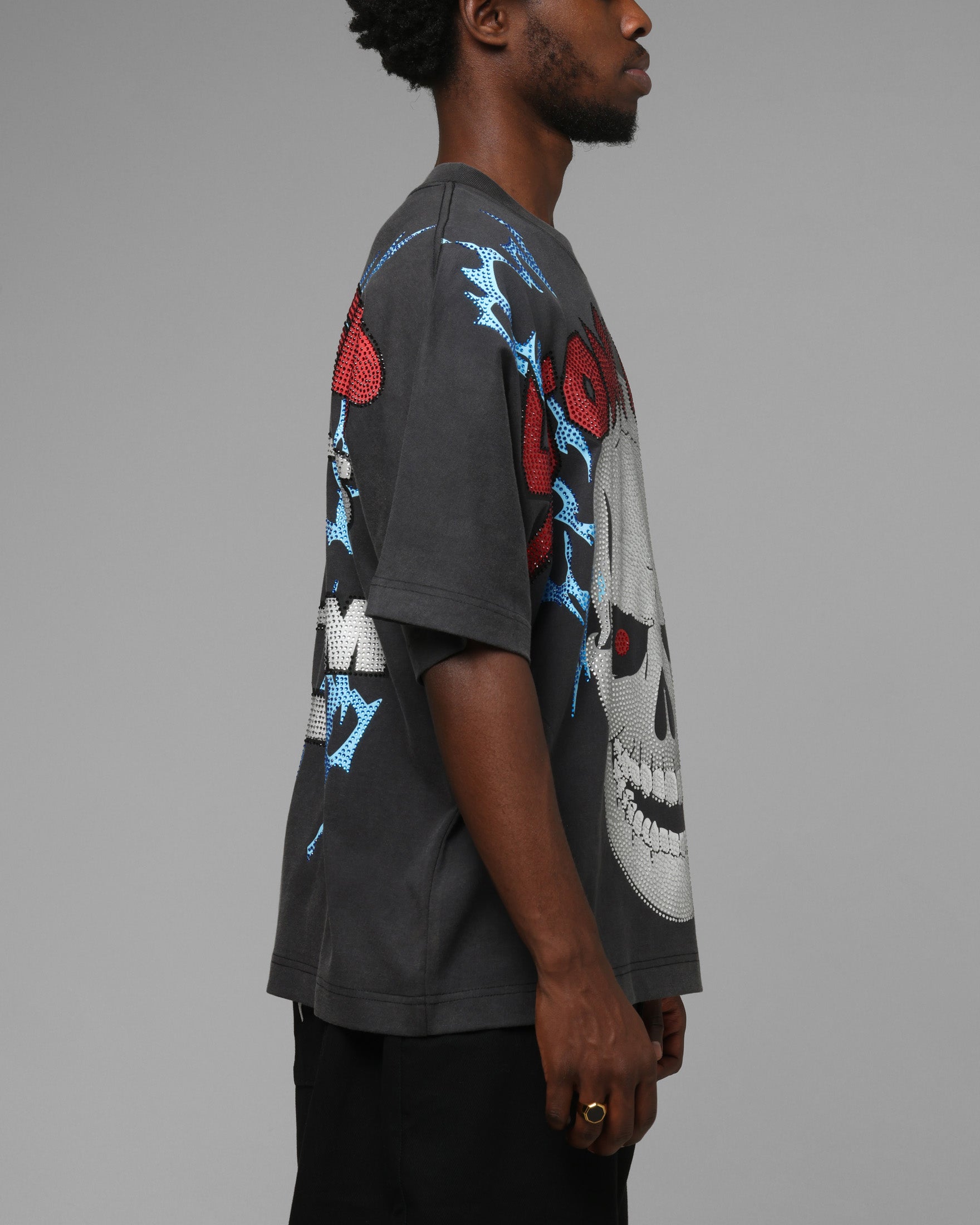 Loiter X WWE Stone Cold Rhinestone T-Shirt Black | Culture Kings US