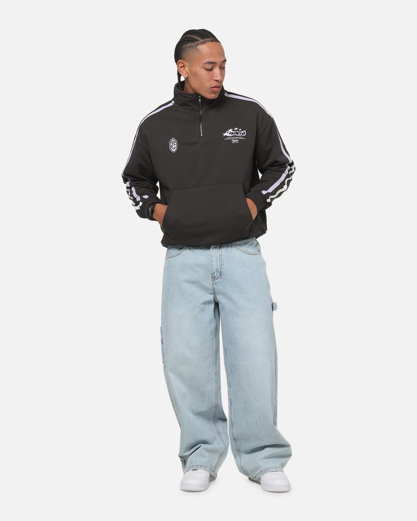 Carre Footie 1/4 Zip Crewneck Vintage Black | Culture Kings US