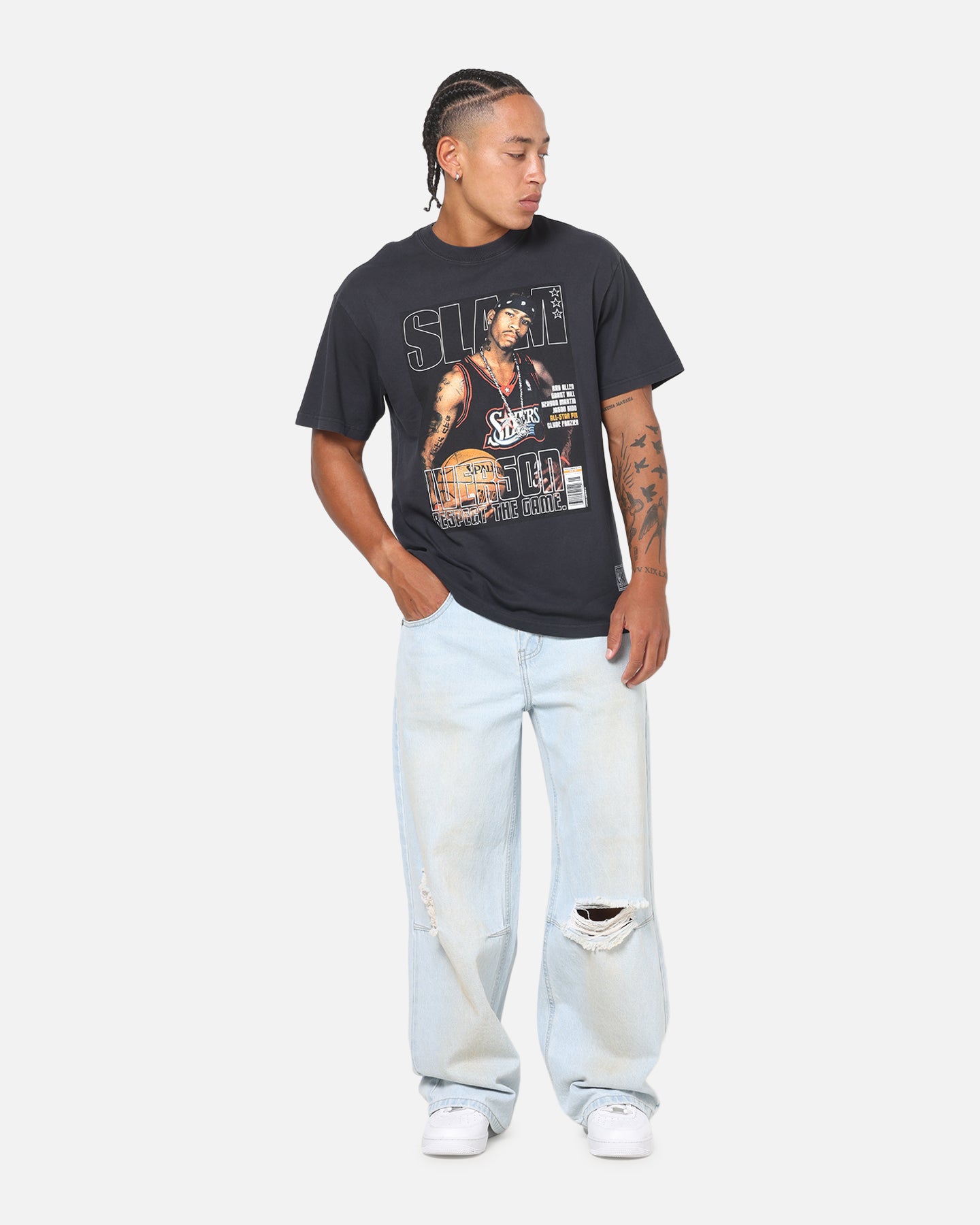 Mitchell & Ness Allen Iverson Slam T-Shirt Washed Black | Culture