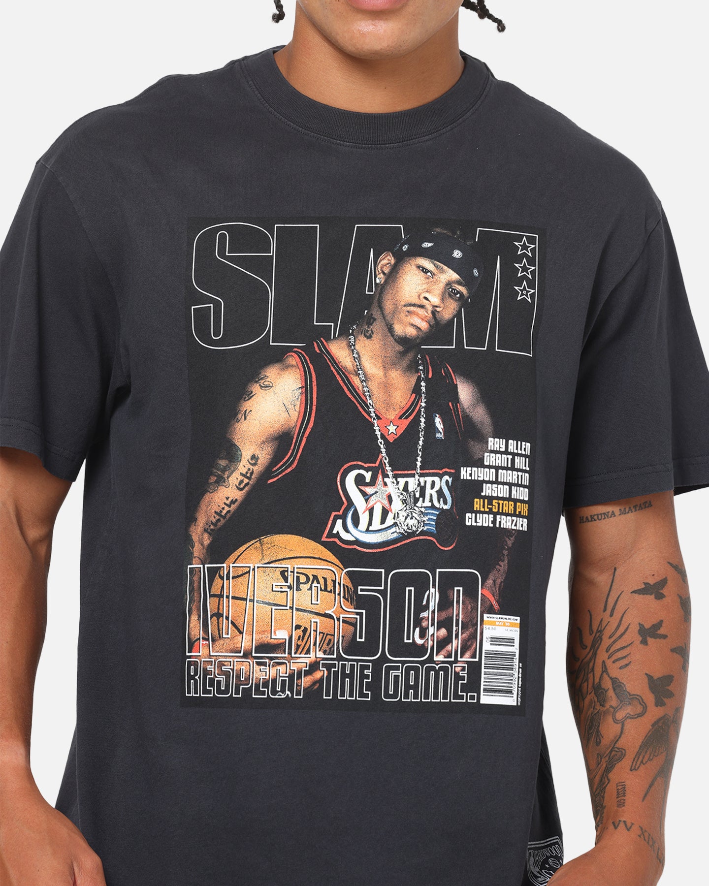 Mitchell & Ness Allen Iverson Slam T-Shirt Washed Black | Culture