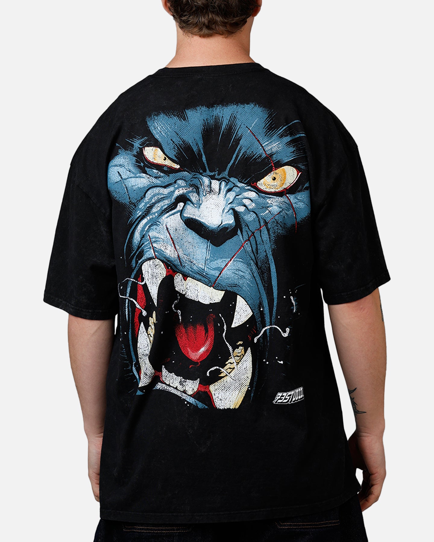 73Studio Marvel X-Men Beast Vintage T-Shirt Black Acidwash