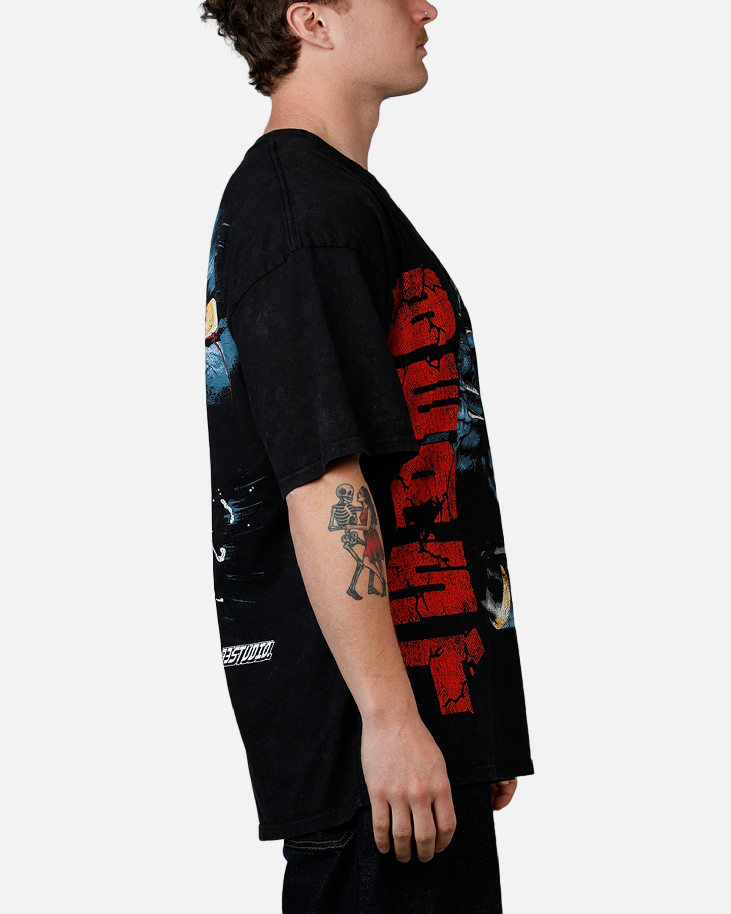 73Studio Marvel X-Men Beast Vintage T-Shirt Black Acidwash