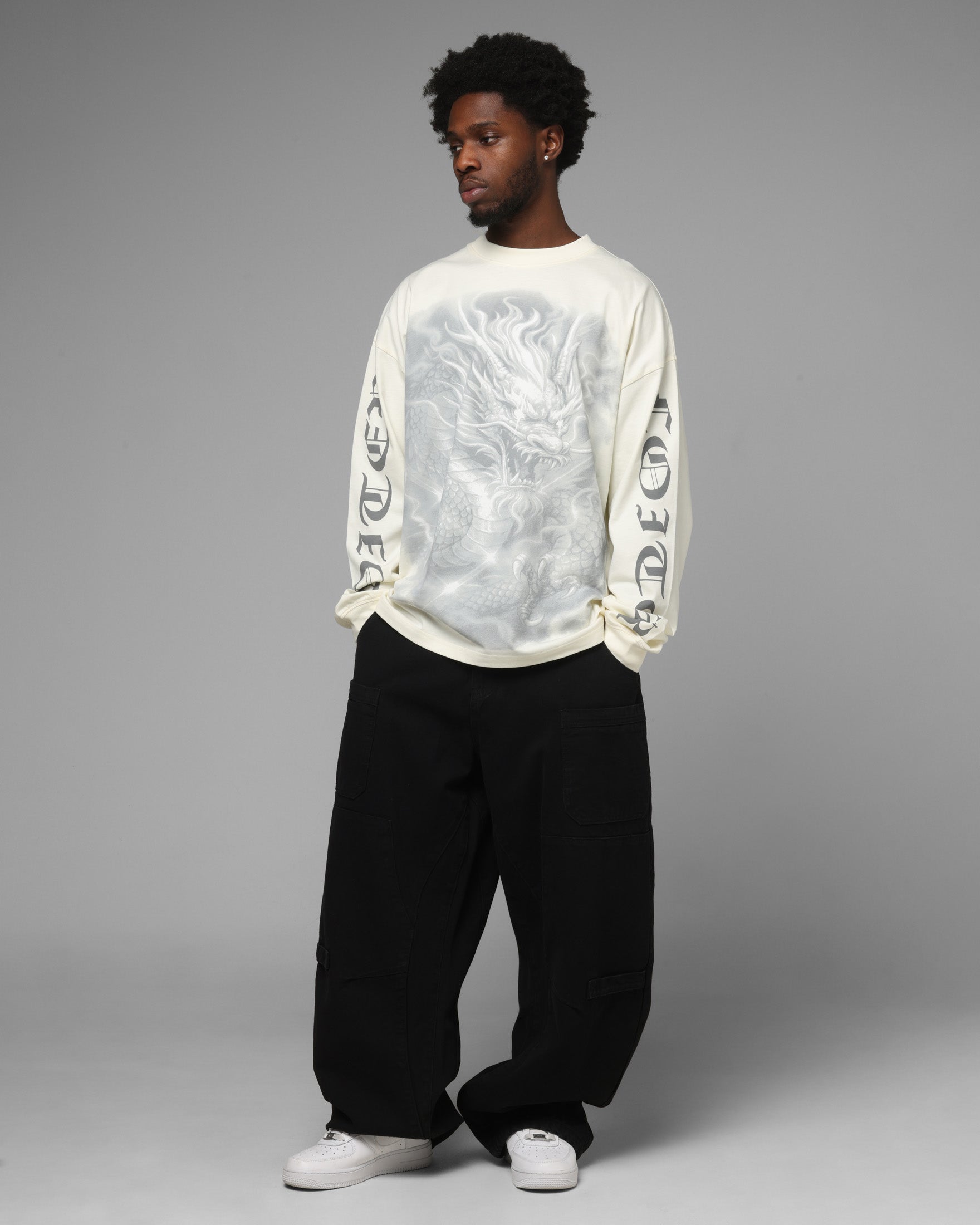 Loiter Drako Airbrish Long Sleeve T-Shirt White | Culture Kings US