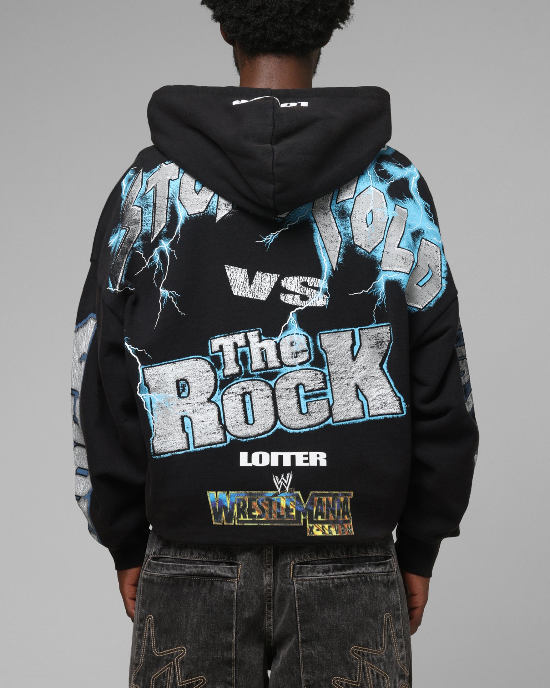 Loiter X WWE Stone Cold Beef Vintage Zip Hoodie Black | Culture
