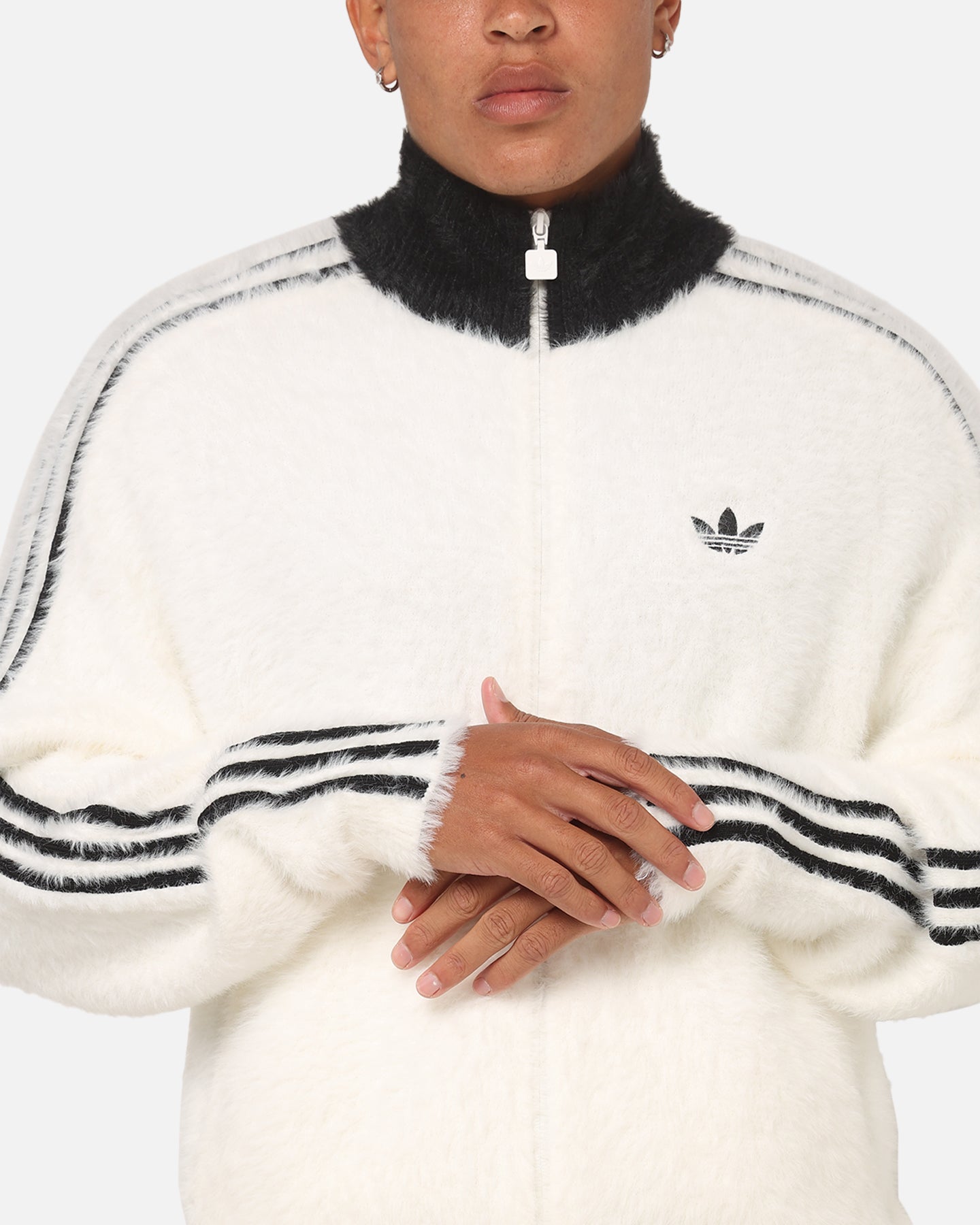 トップス adidas FAUX MOHAIR CLASSIC TRACKTOP Adidas Faux Mohair Classic Track Top Off White/Black | Culture