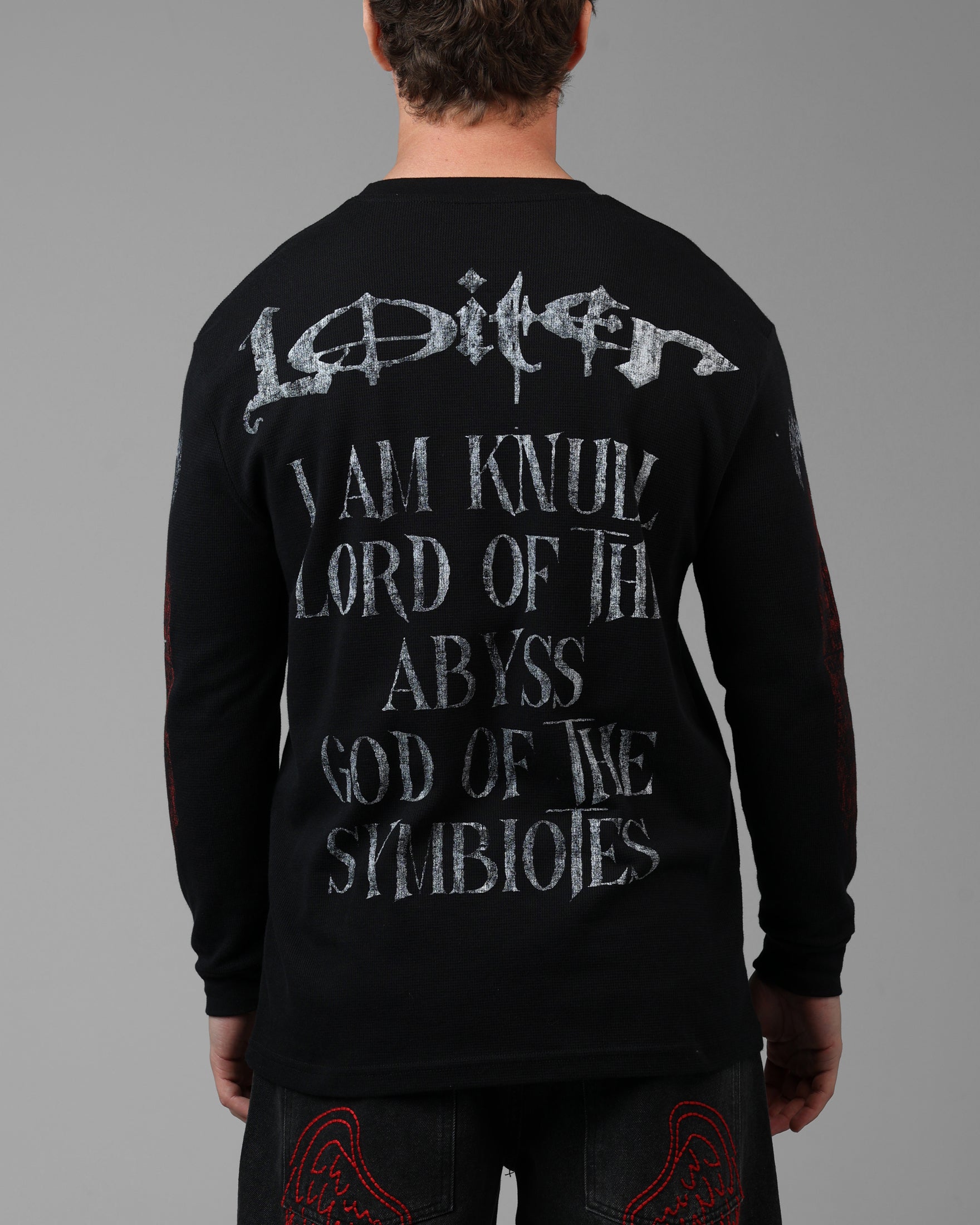 Loiter Marvel Knull Long Sleeve Waffle T-Shirt Black | Culture
