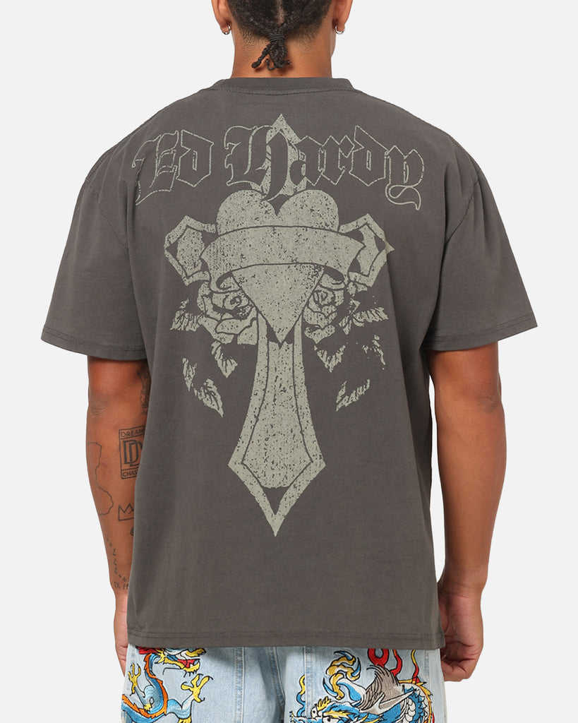 Ed Hardy Sacred Heart T-Shirt Black Wash | Culture Kings US