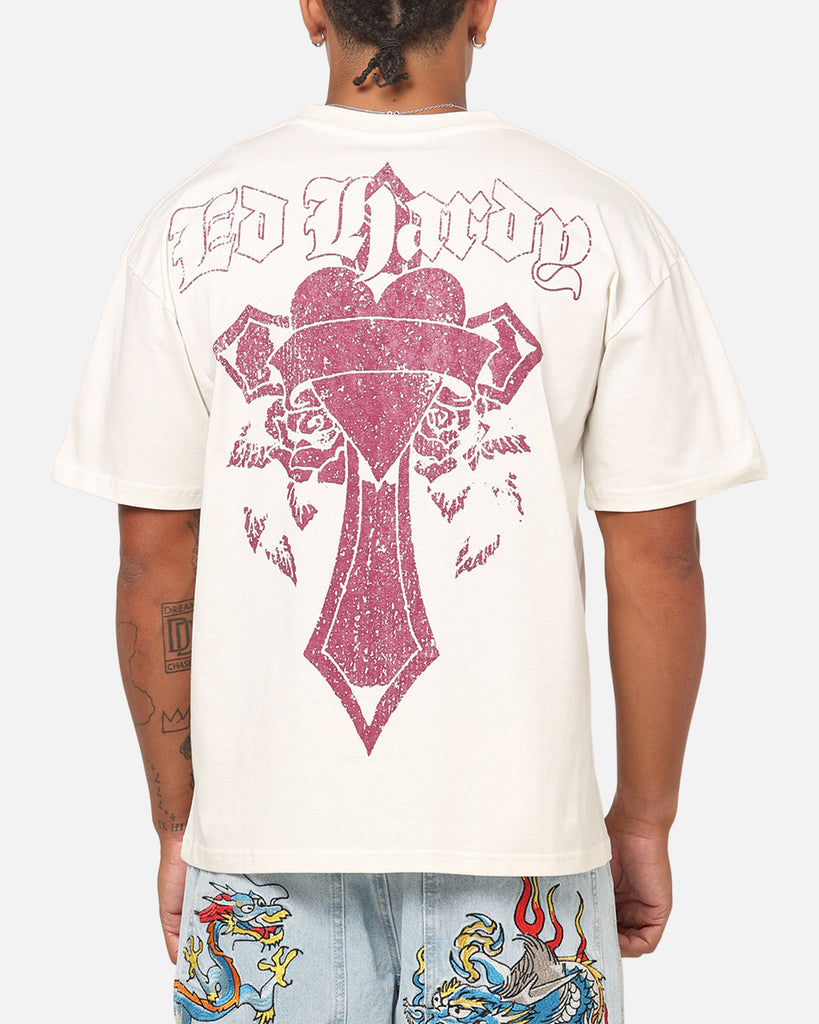 Ed Hardy Sacred Heart T-Shirt Off White | Culture Kings US