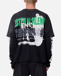 MNML Listen In Silence Long Sleeve T-Shirt Black