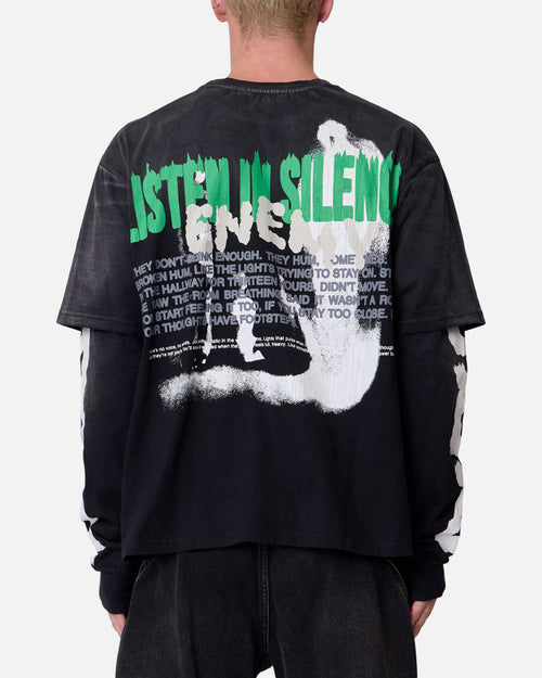MNML Listen In Silence Long Sleeve T-Shirt Black