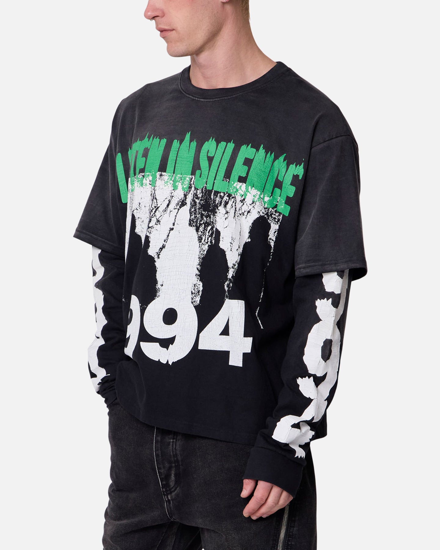 MNML Listen In Silence Long Sleeve T-Shirt Black | Culture Kings US