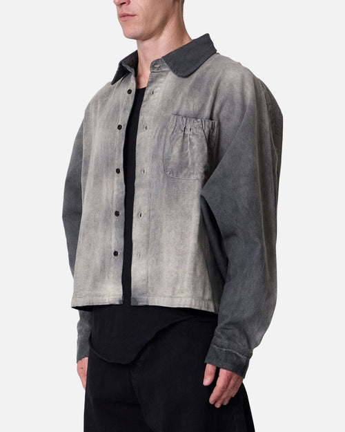MNML Spray Denim Long Sleeve Shirt Washed Black
