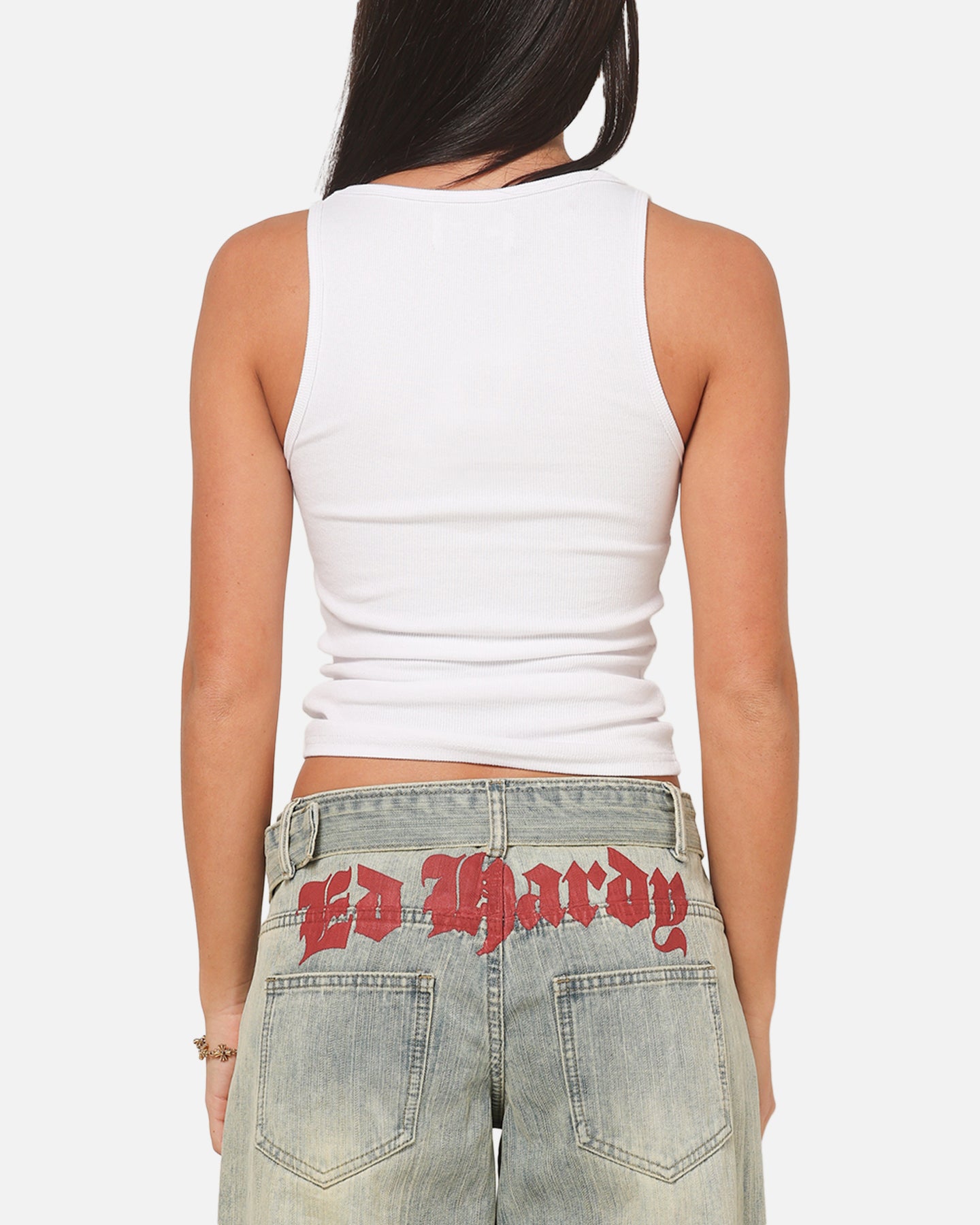 Ed Hardy Women's Rhinestone Logo Tank White | Culture Kings US