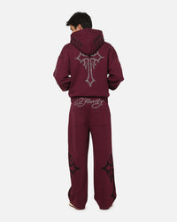 Ed Hardy Trinity Rhinestone Zip Hoodie Plum