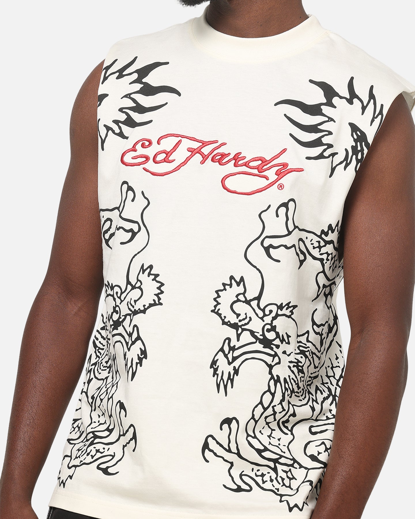 Ed Hardy Dragon Muscle T-Shirt Off White | Culture Kings US