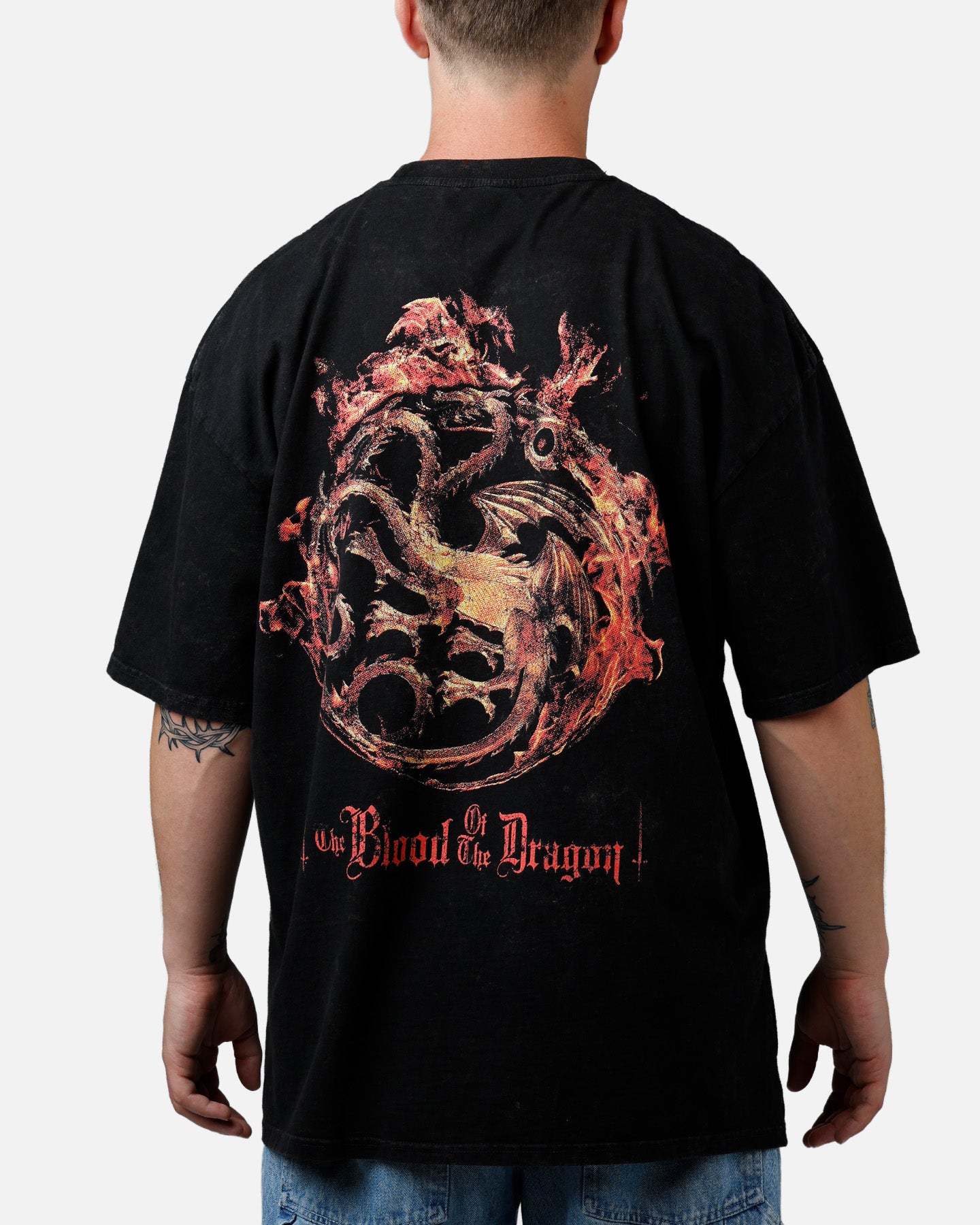 73Studio X House Of The Dragon Caraxes T-Shirt Black Acidwash